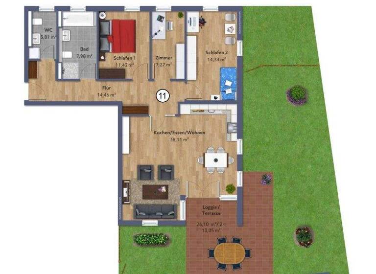 Wohnung zur Miete - Erstbezug 1.825 € 3,5 Zimmer 110,5 m² EG frei ab 01.06.2026 Steigenberg Penzberg 82377