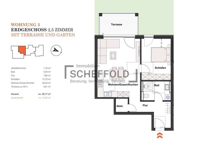 Wohnung zum Kauf - Erstbezug provisionsfrei 304.900 € 2,5 Zimmer 58,8 m² EG Laupheim 88471