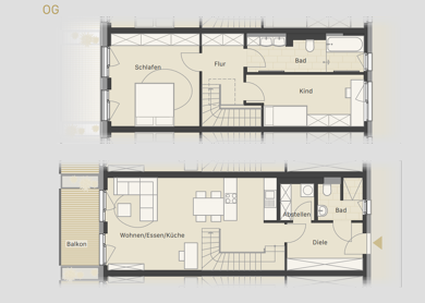 Maisonette zur Miete 1.270 € 3 Zimmer 94 m² 1. Geschoss frei ab sofort Leopoldstraße 65 Coburg Coburg 96450