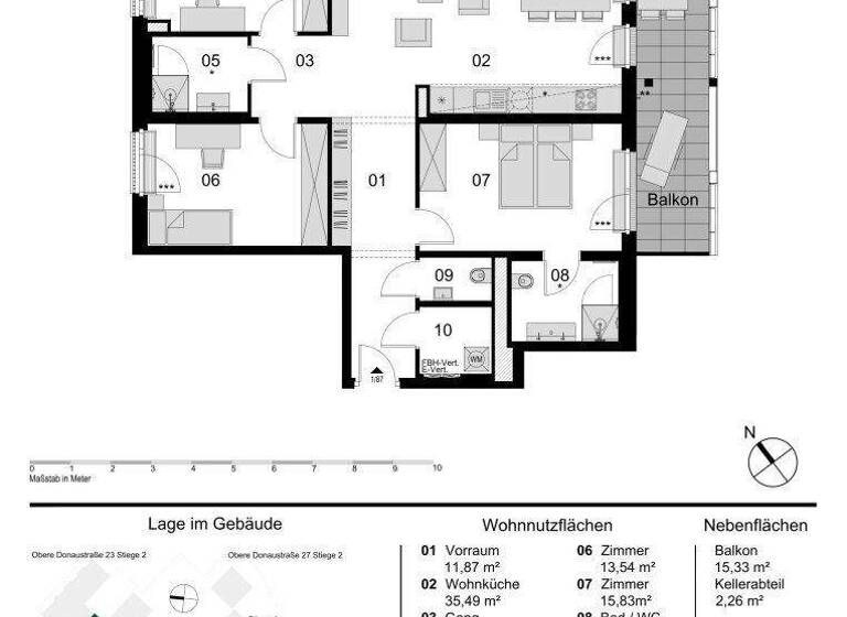 Wohnung zum Kauf - Erstbezug provisionsfrei 1.122.000 € 4 Zimmer 108,2 m² 6. Geschoss Obere Donaustraße Wien 1020