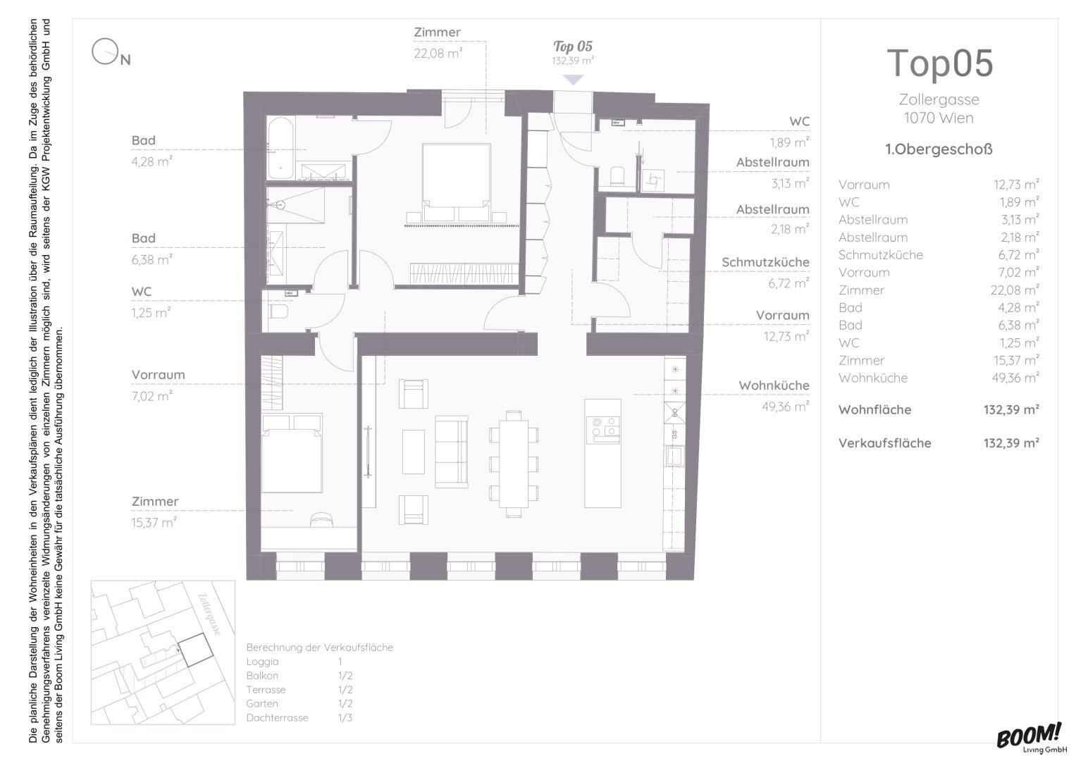 Wohnung zum Kauf 1.853.460 € 3 Zimmer 132,4 m²<br/>Wohnfläche 1.<br/>Geschoss Wien 1070