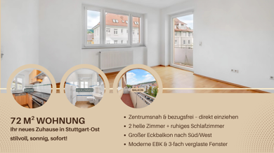 Wohnung zur Miete 1.200 € 3 Zimmer 72 m² Geschoss 3/4 frei ab 15.07.2025 Ostheim Stuttgart 70186