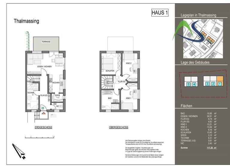 Reihenendhaus zum Kauf 606.865 € 4 Zimmer 108 m² 233 m² Grundstück Thalmassing 93107