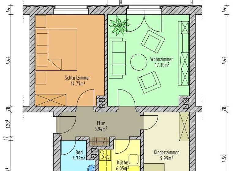 Wohnung zur Miete 410 € 3 Zimmer 61,1 m² frei ab sofort Griesheimer Straße 5 Wilkau-Haßlau 08112