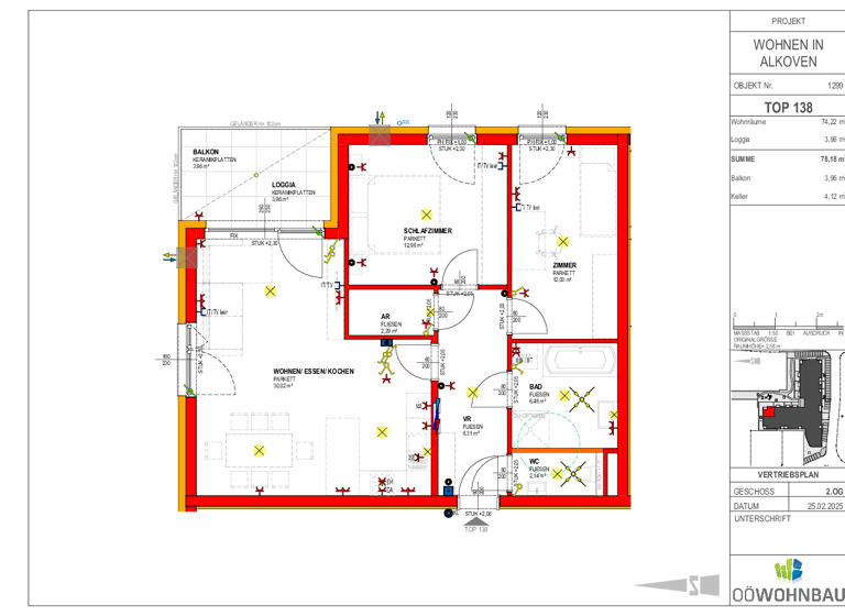 Wohnung zur Miete - Erstbezug 981 € 3 Zimmer 74,2 m² 2. Geschoss Am Dorfplatz 2 Alkoven 4072