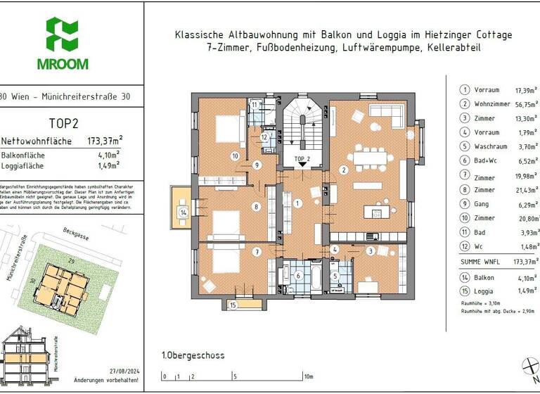 Wohnung zum Kauf 2.220.000 € 5 Zimmer 172,4 m² 1. Geschoss Wien 1130
