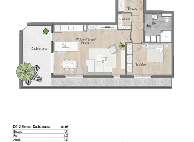 Penthouse zum Kauf - Neubau 618.000 € 2 Zimmer 88,8 m²<br/>Wohnfläche 2.<br/>Geschoss Leitershofen Stadtbergen / Leitershofen 86391