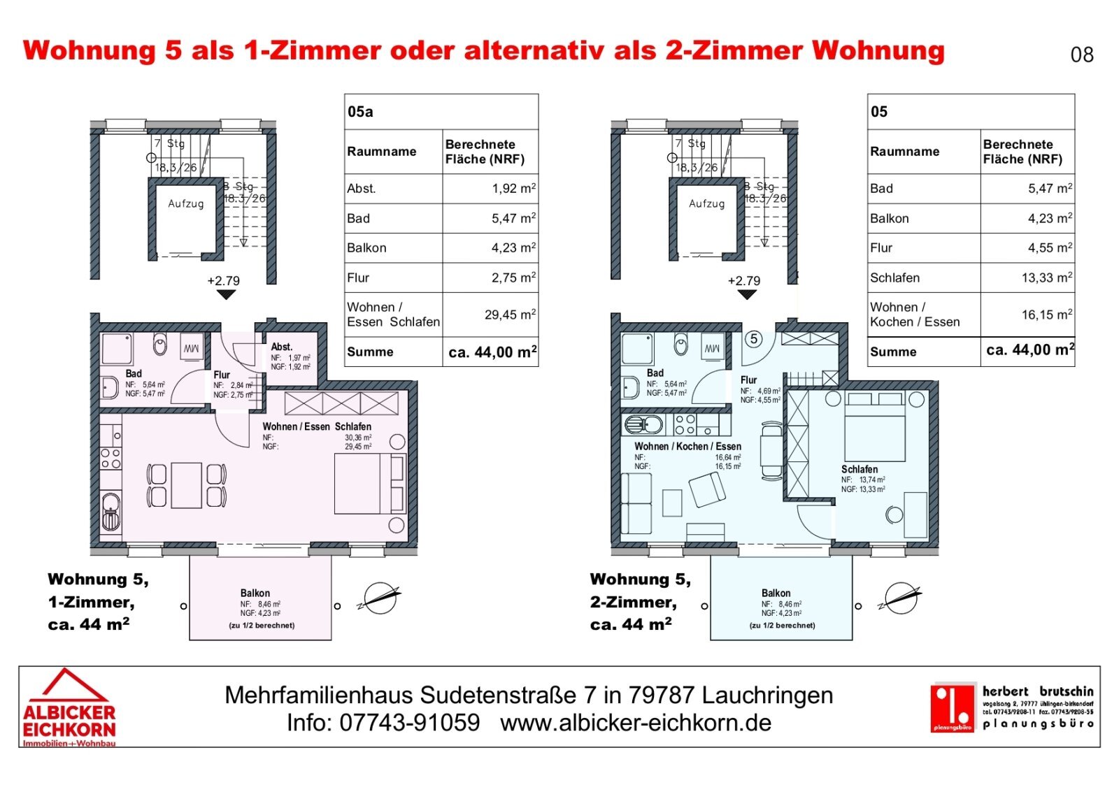 Wohnung zum Kauf provisionsfrei 206.800 € 2 Zimmer 44 m²<br/>Wohnfläche 1.<br/>Geschoss Sudetenstraße 7 Unterlauchringen Unterlauchringen 79787