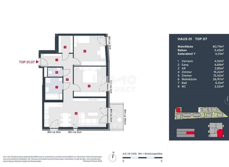Wohnung zum Kauf - Erstbezug provisionsfrei 441.500 € 3 Zimmer 80,8 m² Leopoldsdorf 2333