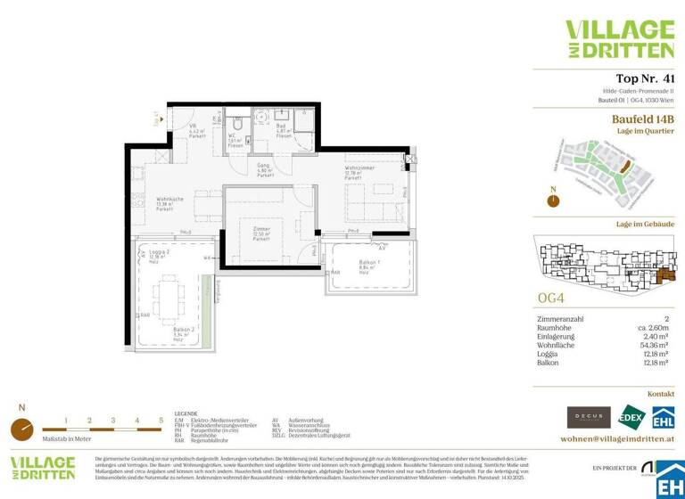 Wohnung zum Kauf - Erstbezug 462.000 € 2 Zimmer 54,4 m² 4. Geschoss Hilde-Güden-Promenade 11 Wien 1030