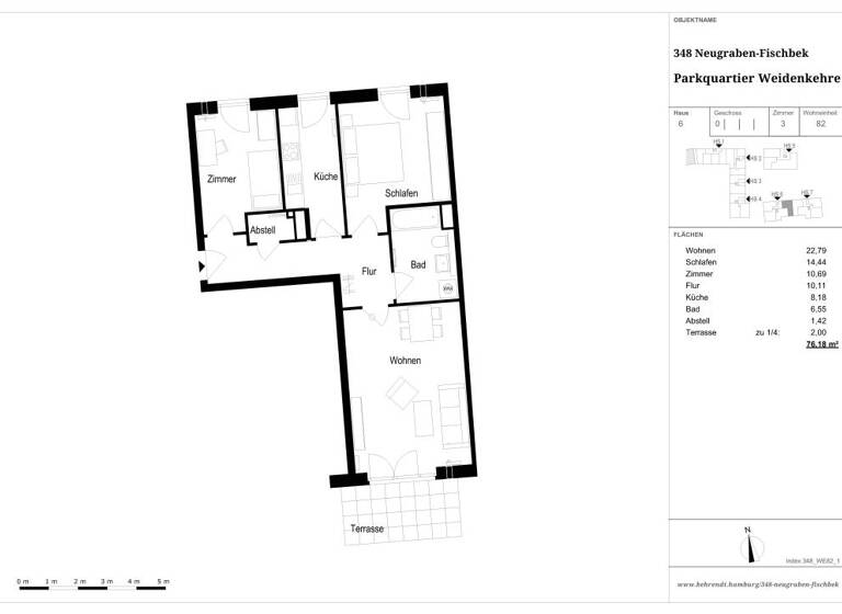 Wohnung zur Miete 1.219 € 3 Zimmer 76,2 m² EG Neugraben-Fischbek Hamburg 21149