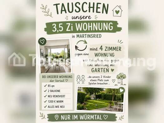 Wohnung zur Miete Tauschwohnung 800 € 3,5 Zimmer 89 m² Martinsried Planegg 82152