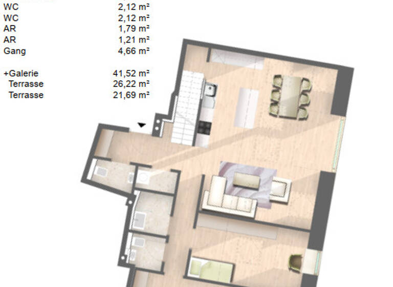Wohnung zur Miete - Erstbezug 3.361 € 3,5 Zimmer 153,4 m² frei ab sofort Wien 1030