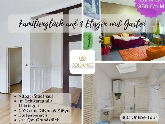 Reihenendhaus zur Miete 850 € 7 Zimmer 146 m² 314 m² Grundstück frei ab sofort Sitzendorf 07429