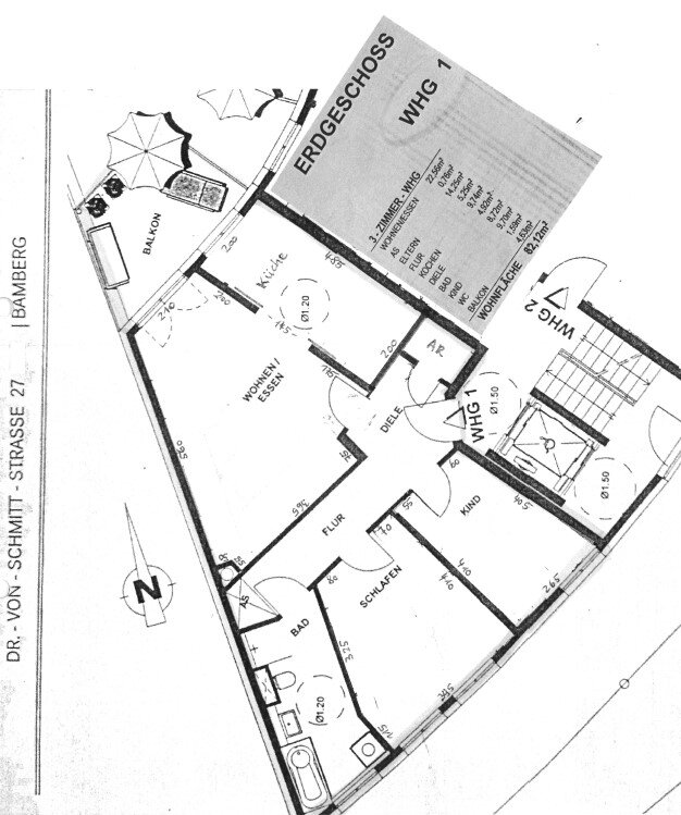 Wohnung zur Miete 1.100 € 3 Zimmer 82,1 m²<br/>Wohnfläche EG<br/>Geschoss ab sofort<br/>Verfügbarkeit Dr.-von-Schmitt-Str. 27 St. Gangolf Bamberg 96050