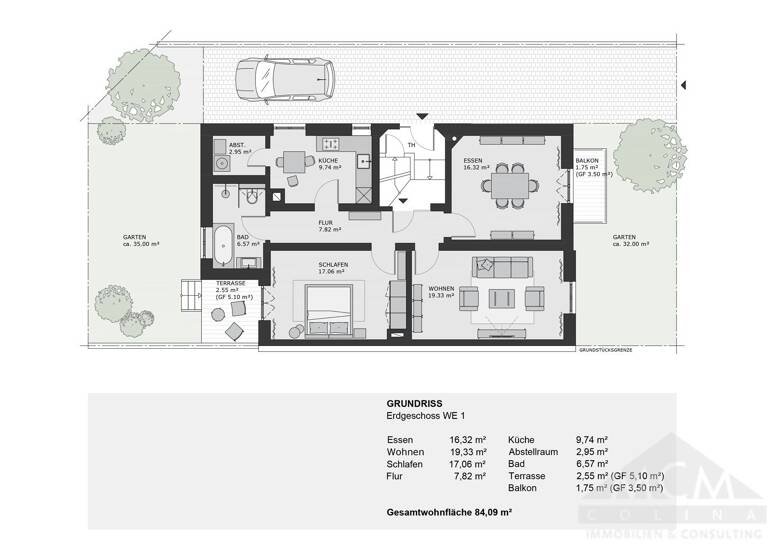Wohnung zum Kauf 749.000 € 3 Zimmer 84 m² EG Nordend-West Frankfurt am Main 60318