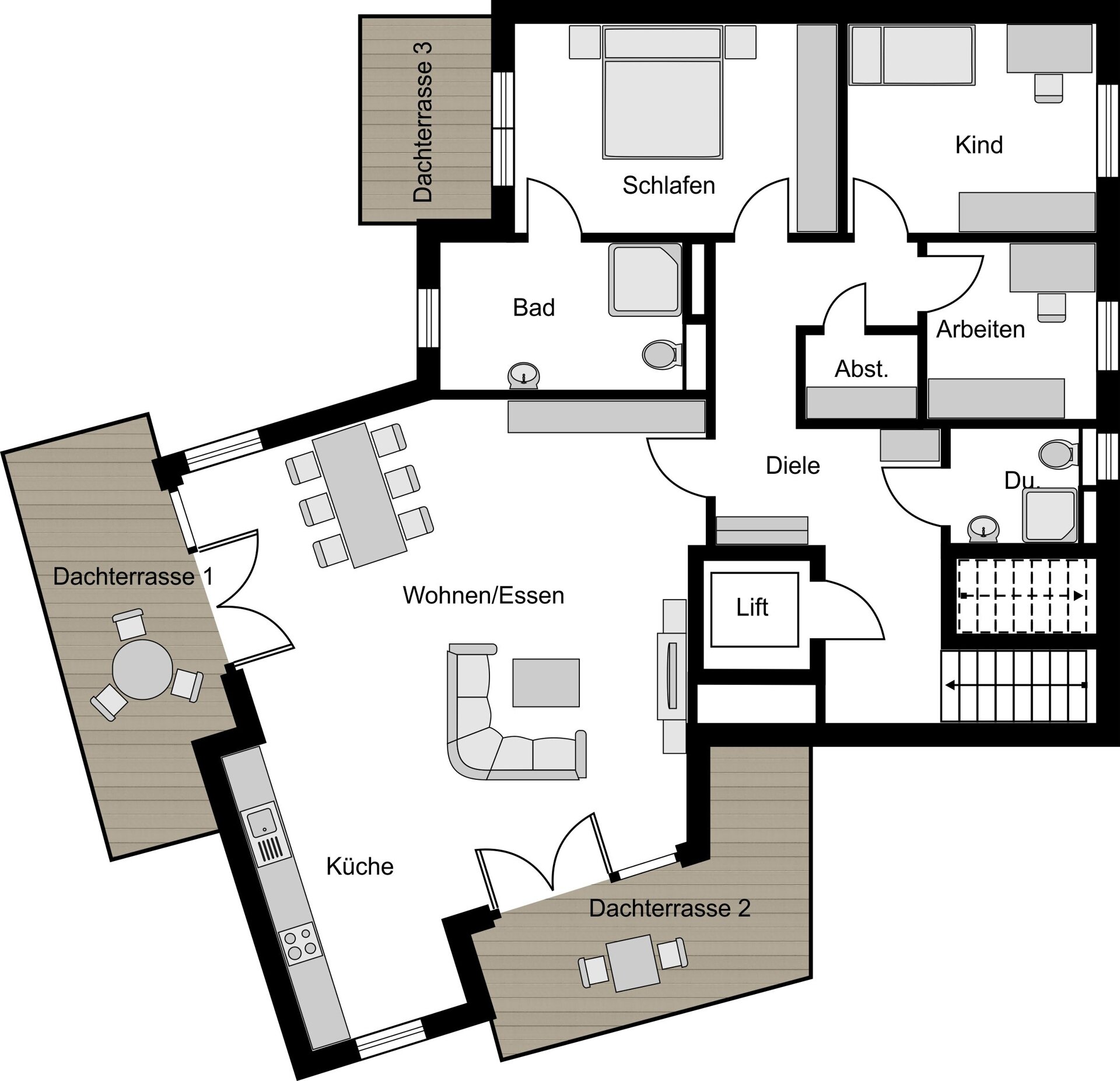 Penthouse zur Miete 2.608 € 4 Zimmer 138 m²<br/>Wohnfläche ab sofort<br/>Verfügbarkeit Heisingen Essen / Heisingen 45259