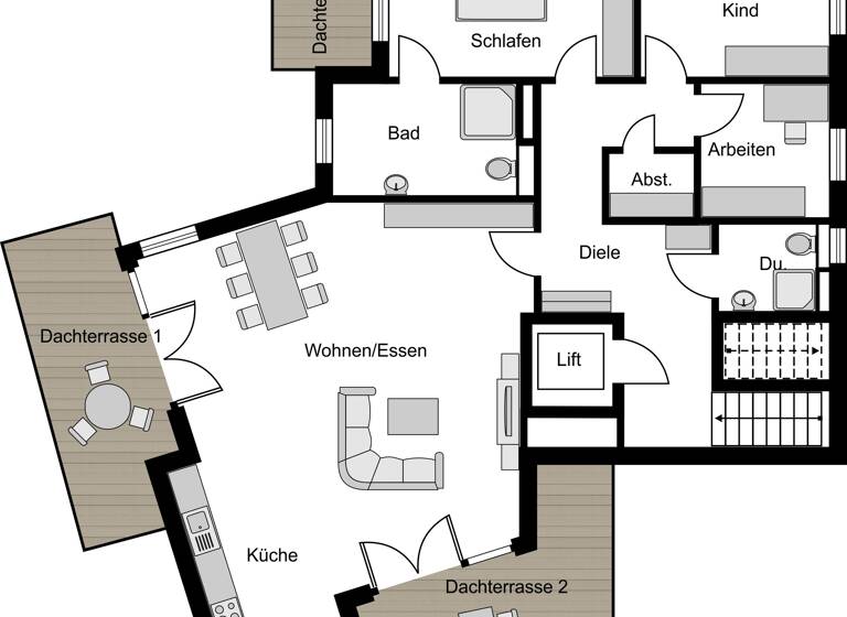 Penthouse zur Miete 2.608 € 4 Zimmer 138 m²<br/>Wohnfläche ab sofort<br/>Verfügbarkeit Heisingen Essen / Heisingen 45259