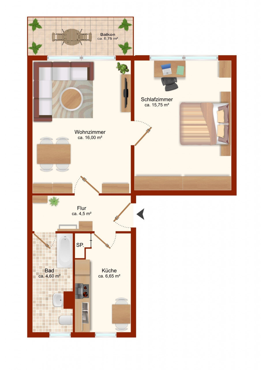 Wohnung zur Miete 286 € 2 Zimmer 48,9 m²<br/>Wohnfläche 1.<br/>Geschoss Schladebacher Str. 55 Bad Dürrenberg Bad Dürrenberg 06231