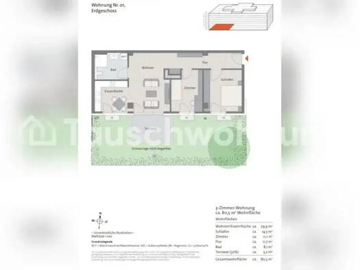 Wohnung zur Miete Tauschwohnung 1.500 € 3 Zimmer 80 m² EG Gutleutviertel Frankfurt am Main 60327