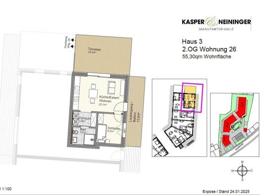 Wohnung zum Kauf provisionsfrei 299.000 € 2 Zimmer 55,3 m² Hauptstraße 82 Lauf 77886