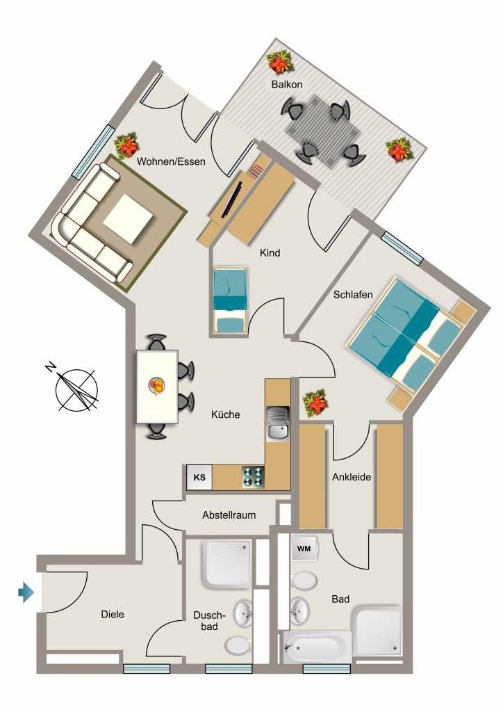 Wohnung zur Miete 1.375 € 3,5 Zimmer 92,9 m²<br/>Wohnfläche 3.<br/>Geschoss Max-Schmeling-Straße 2c Benrath Düsseldorf 40597