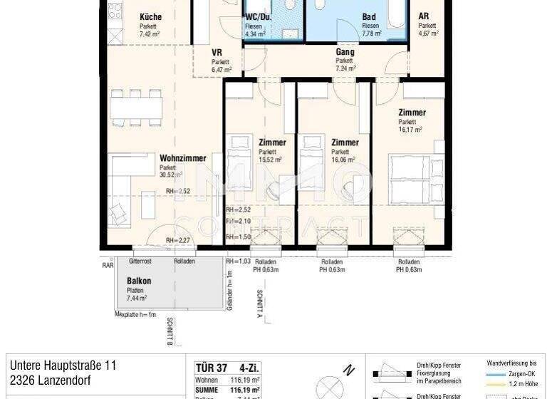 Wohnung zum Kauf - Erstbezug provisionsfrei 535.000 € 4 Zimmer 116,2 m² Lanzendorf 2326