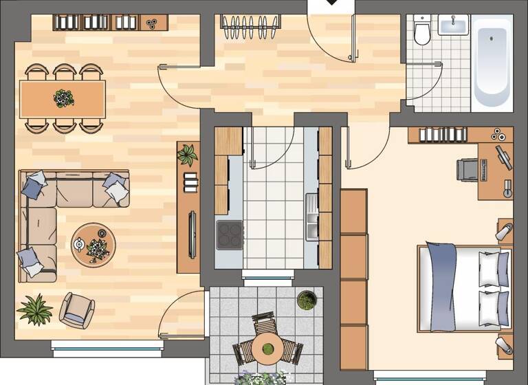 Wohnung zur Miete 589 € 2 Zimmer 64,8 m² 5. Geschoss Baltrumweg 8 Margarethenhöhe Essen 45149