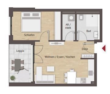 Terrassenwohnung zum Kauf provisionsfrei 334.000 € 2 Zimmer 53 m²<br/>Wohnfläche 2.<br/>Geschoss ab sofort<br/>Verfügbarkeit Bertolt-Brecht-Str. 2 Herzogenaurach 8 Herzogenaurach 91074