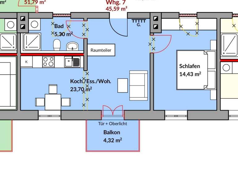 Wohnung zur Miete 490 € 2 Zimmer 45,6 m² 2. Geschoss frei ab sofort Bahnhofstr. 23 Waldmünchen 93449