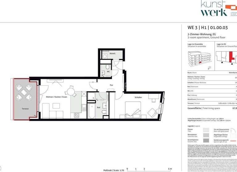 Wohnung zum Kauf - Erstbezug provisionsfrei 671.000 € 2 Zimmer 67,9 m² EG Ottensen Hamburg 22763