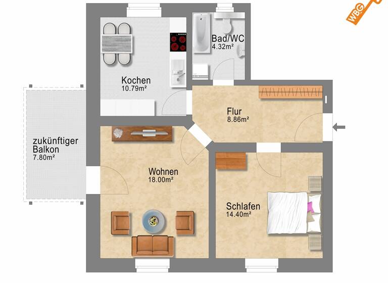 Wohnung zur Miete 390 € 2 Zimmer 56,1 m² 1. Geschoss Löbau 02708
