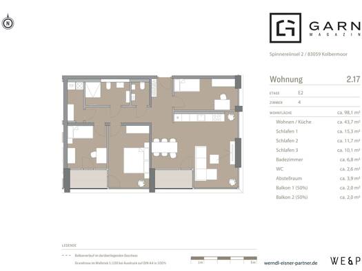 Wohnung zur Miete - Erstbezug 2.110 € 4 Zimmer 98 m² 2. Geschoss frei ab 01.11.2026 Kolbermoor 83059