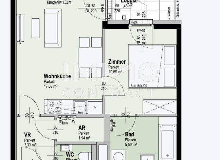 Wohnung zum Kauf - Erstbezug 365.600 € 2 Zimmer 53,1 m² 5. Geschoss Wien 1210