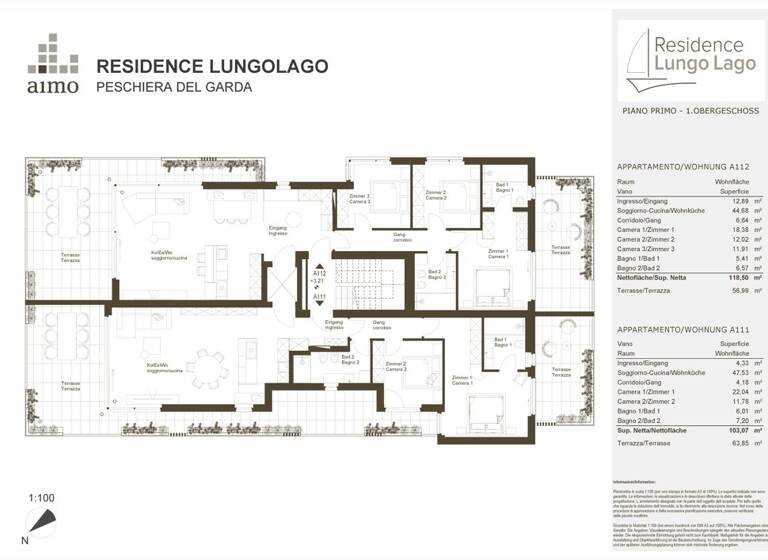 Wohnung zum Kauf 3 Zimmer 103,5 m² 1. Geschoss Lungolago Mazzini 14 Peschiera Del Garda 37019