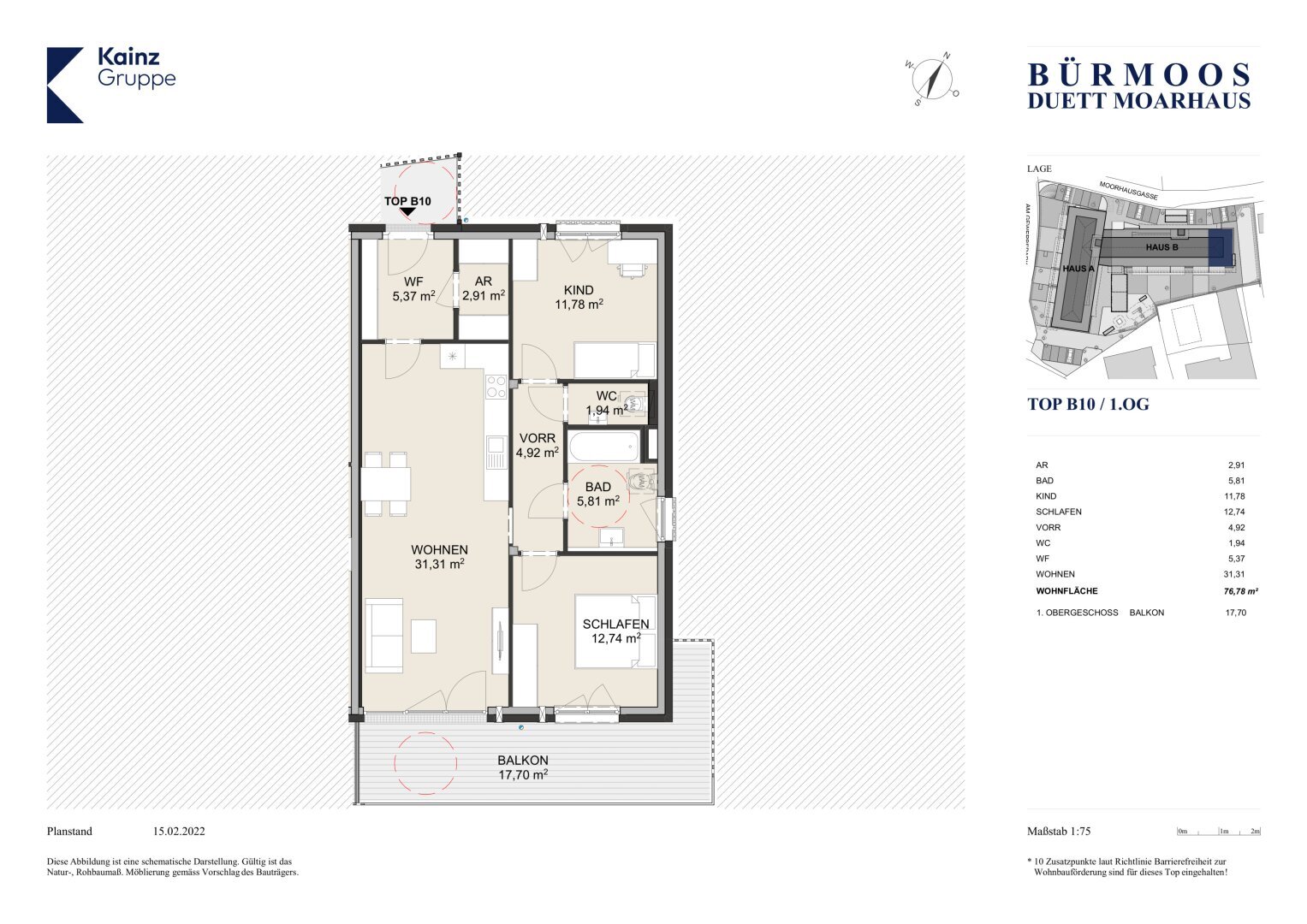 Wohnung zum Kauf 342.000 € 3 Zimmer 76,8 m²<br/>Wohnfläche 1.<br/>Geschoss Bürmoos 5111