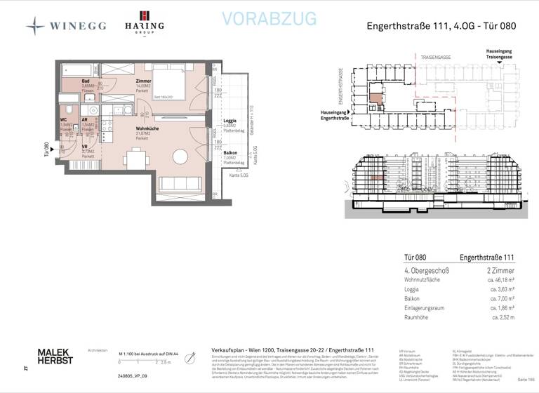Wohnung zum Kauf - Erstbezug 347.900 € 2 Zimmer 46,2 m² 4. Geschoss Traisengasse 20-22 Wien 1200