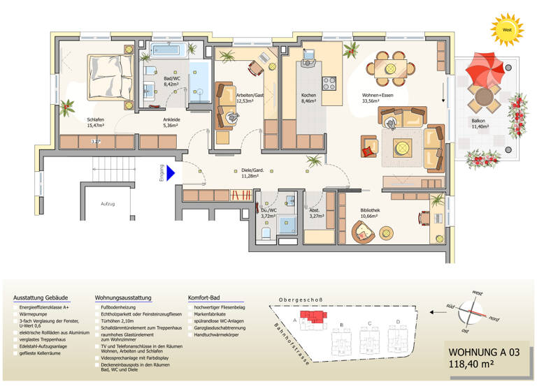 Wohnung zum Kauf - Erstbezug provisionsfrei 638.000 € 4 Zimmer 118 m² 1. Geschoss Bahnhofstraße 54 Freinsheim 67251