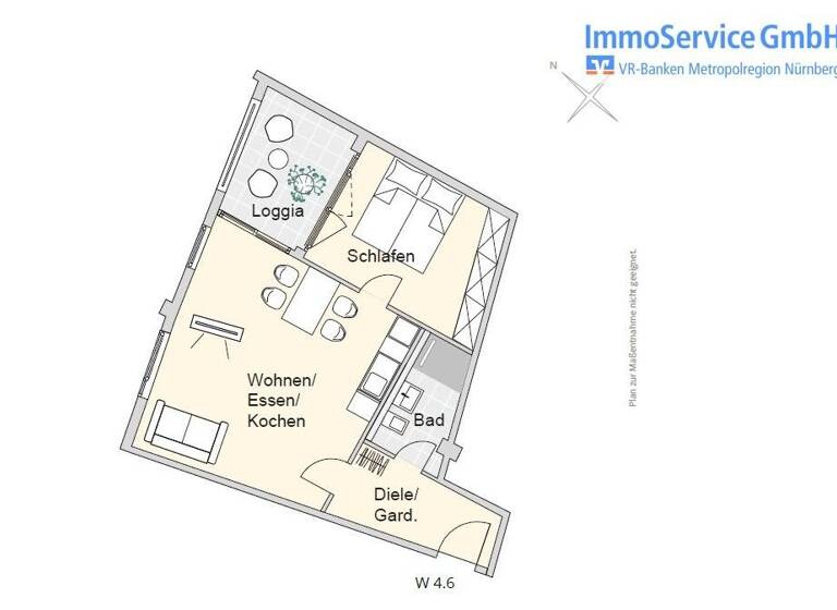 Wohnung zum Kauf provisionsfrei 325.413 € 2 Zimmer 50,6 m²<br/>Wohnfläche 4.<br/>Geschoss Merianstr. 32 + 32a Schoppershof Nürnberg 90409