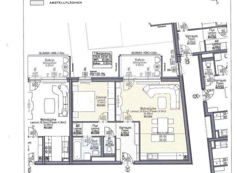 Wohnung zur Miete 795 € 2 Zimmer 65,1 m² 1. Geschoss Wiener Neustadt 2700