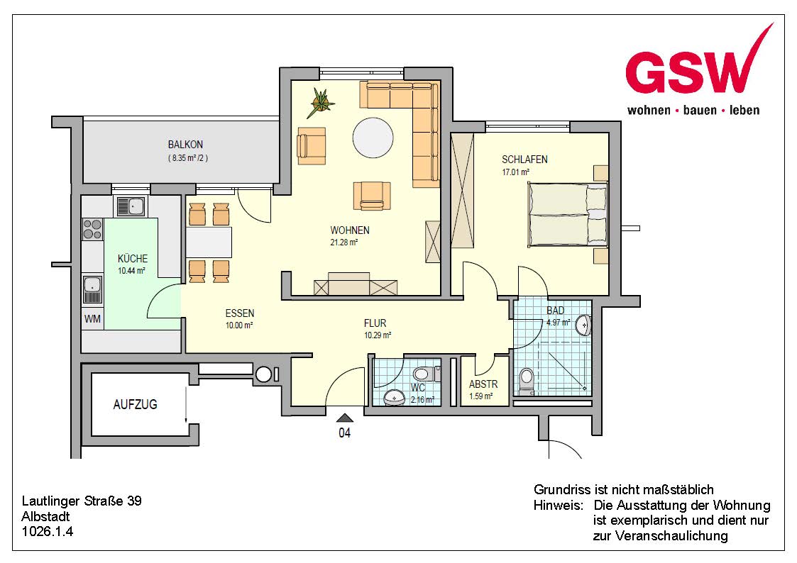 Wohnung zur Miete nur mit Wohnberechtigungsschein 494 € 2,5 Zimmer 82 m²<br/>Wohnfläche 1.<br/>Geschoss 01.02.2025<br/>Verfügbarkeit Lautlinger Straße 39 Ebingen Albstadt 72458