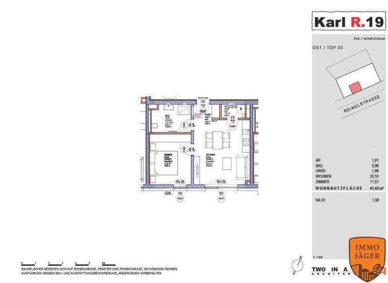Wohnung zum Kauf - Erstbezug 278.000 € 2 Zimmer 41,4 m² 1. Geschoss frei ab 01.12.2026 Reindlstraße 19 Urfahr Linz 4040