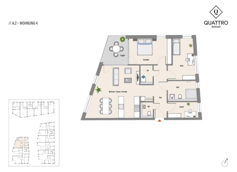 Wohnung zum Kauf provisionsfrei 490.000 € 4 Zimmer 98 m² 2. Geschoss Rottweil 78628