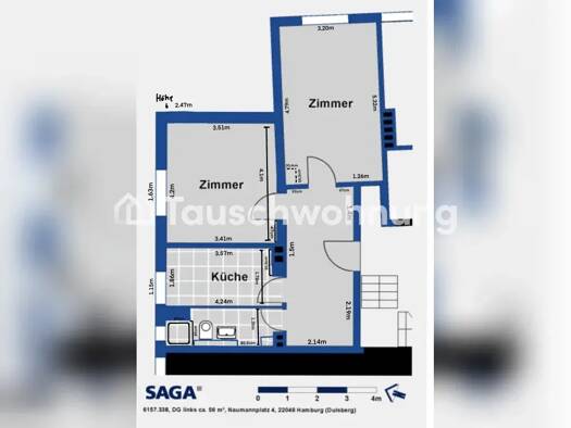 Wohnung zur Miete Tauschwohnung 484 € 2 Zimmer 56 m² 3. Geschoss Alsterdorf Nord 22049