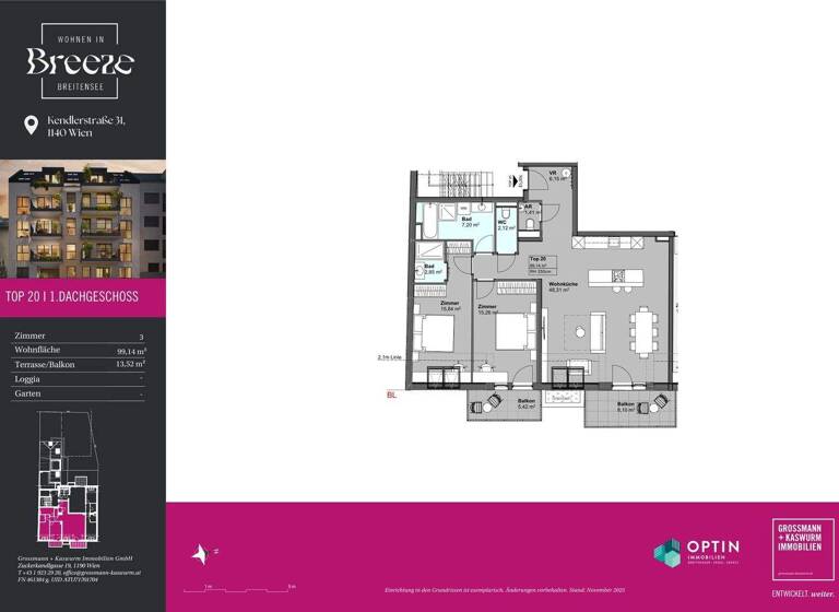 Wohnung zum Kauf - Erstbezug 735.000 € 3 Zimmer 99 m² 5. Geschoss frei ab 01.12.2027 Kendlerstraße 31 Wien 1140