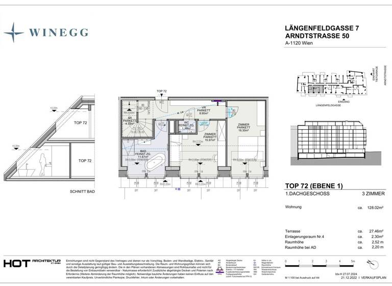 Wohnung zum Kauf - Erstbezug 990.000 € 3 Zimmer 128,1 m² Arndtstraße 50 Wien 1120