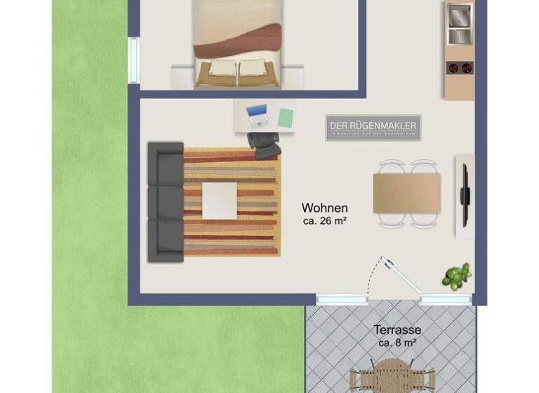 Wohnung zum Kauf 174.800 € 2 Zimmer 45 m² Wreechen Putbus / Wreechen 18581