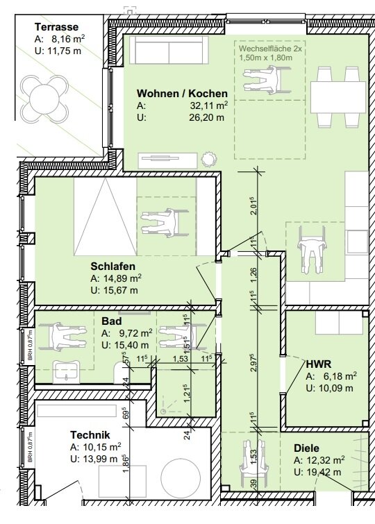 Wohnung zum Kauf provisionsfrei 305.000 € 2 Zimmer 79,3 m²<br/>Wohnfläche EG<br/>Geschoss Obenstrohe Varel / Obenstrohe 26316