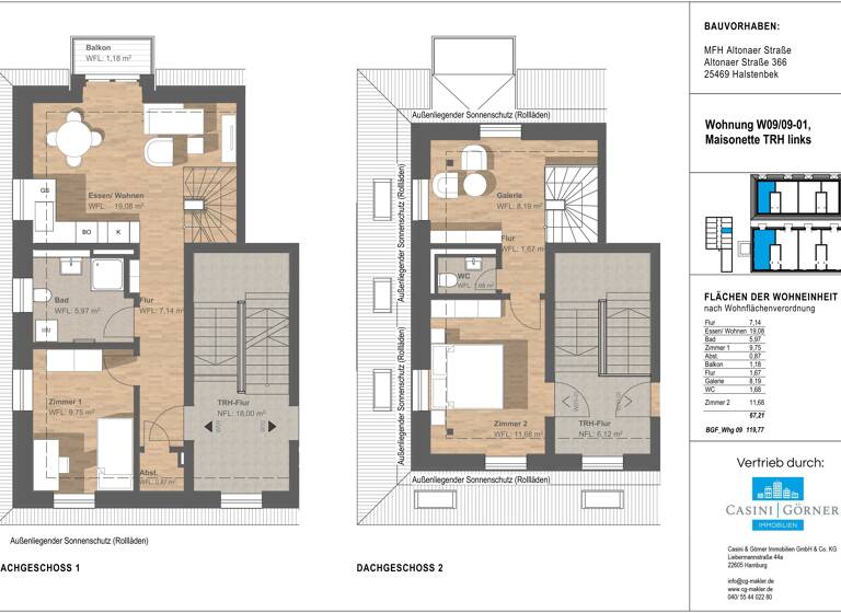Maisonette zum Kauf provisionsfrei 429.000 € 3,5 Zimmer 67 m²<br/>Wohnfläche 2.<br/>Geschoss Halstenbek 25469