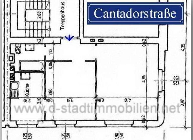 Wohnung zur Miete 700 € 1,5 Zimmer 50 m² 1. Geschoss Cantadorstr. 16 Stadtmitte Düsseldorf 40211